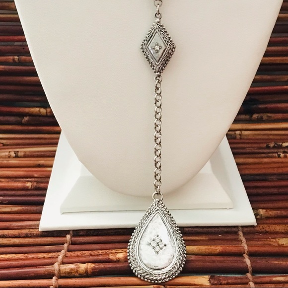 Chico's Reversible Drop Pendant Silver & Gold Tone Necklace - Picture 2 of 9